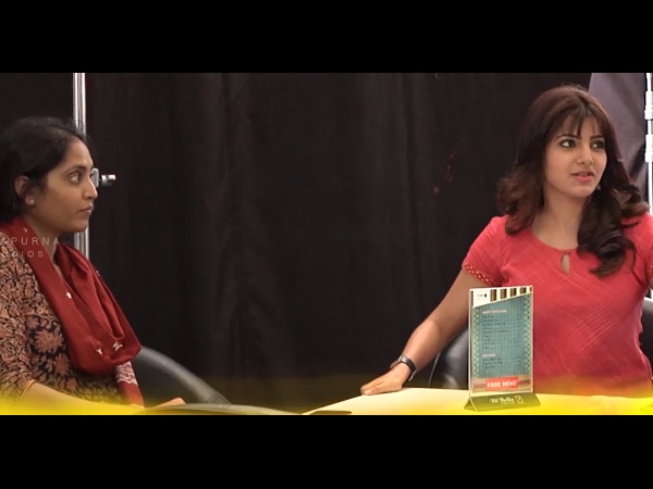 Samantha On Manam Set