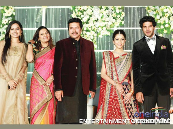 Mammootty And Family With Samvrutha Sunil At Dulquar's Wedding