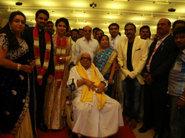Karunanidhi At Amala Paul-Vijay's Wedding Reception